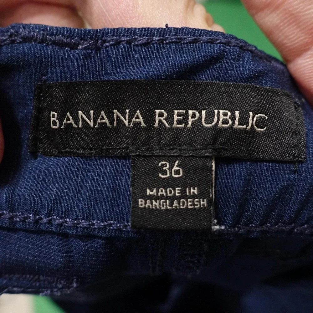 Banana Republic Shorts Mens 36 Blue Chino Elastic Microfiber Stretch 9‎ Inseam